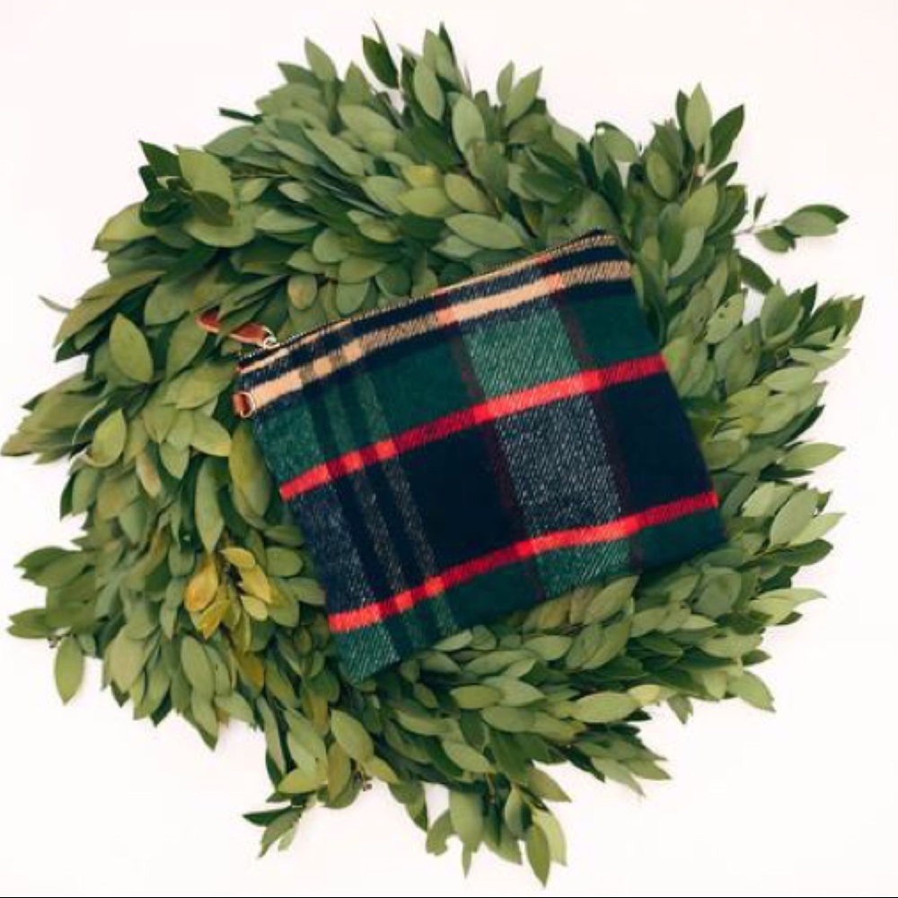 Festive Woven Plaid Zip Clutch - Zippered Bag - Picture 2 of 5